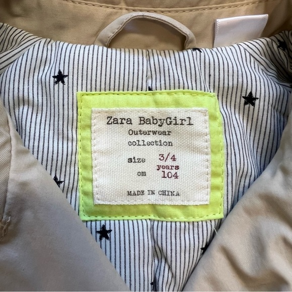Zara Babygirl Cream Buttoned Jacket Size 3/4 - Picture 5 of 10